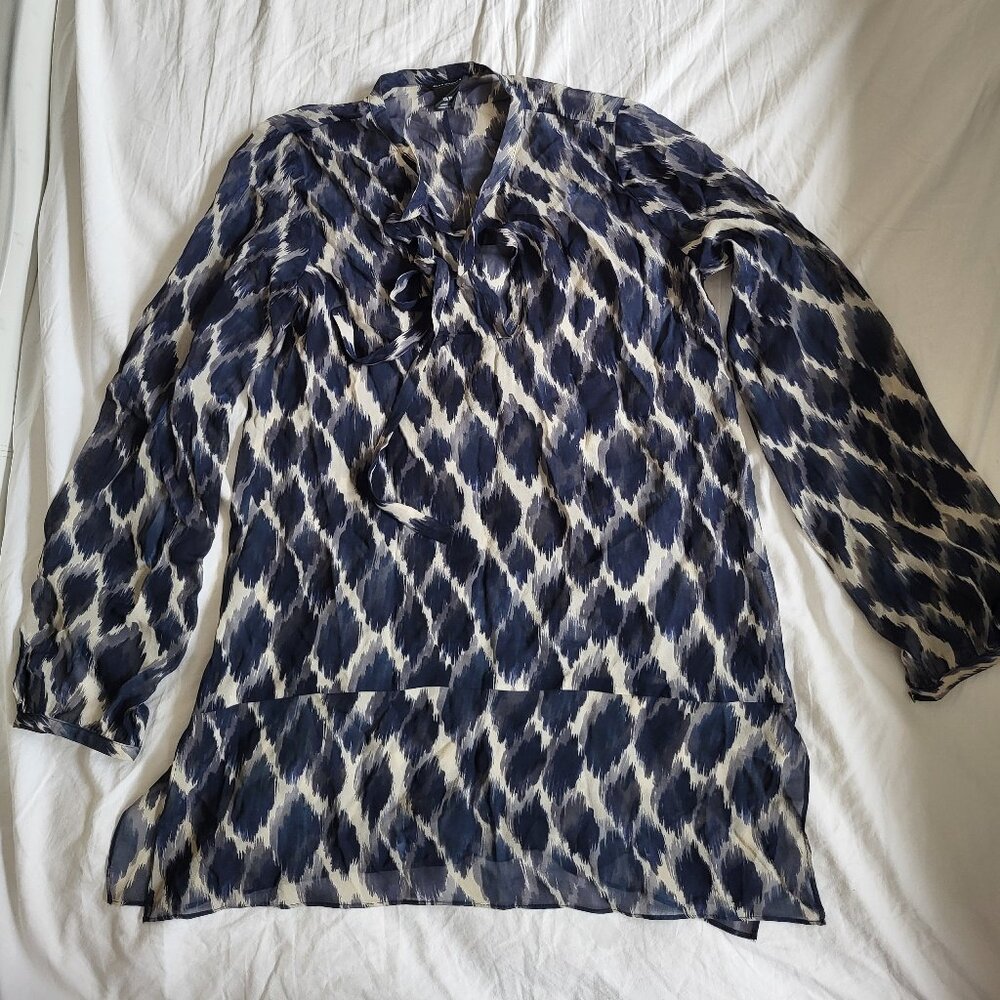 Silk Blouse, blue, relax fit